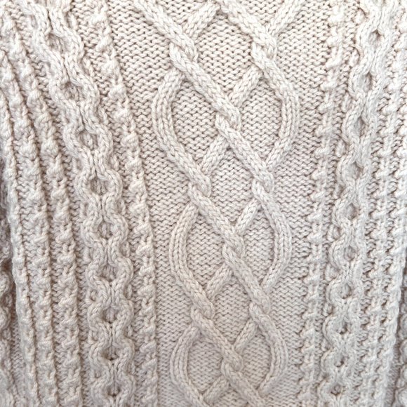 70's Carbery Irish Wool - Chunky Cream Sweater - Fisherman Knit- Size Medium - Picture 5 of 14